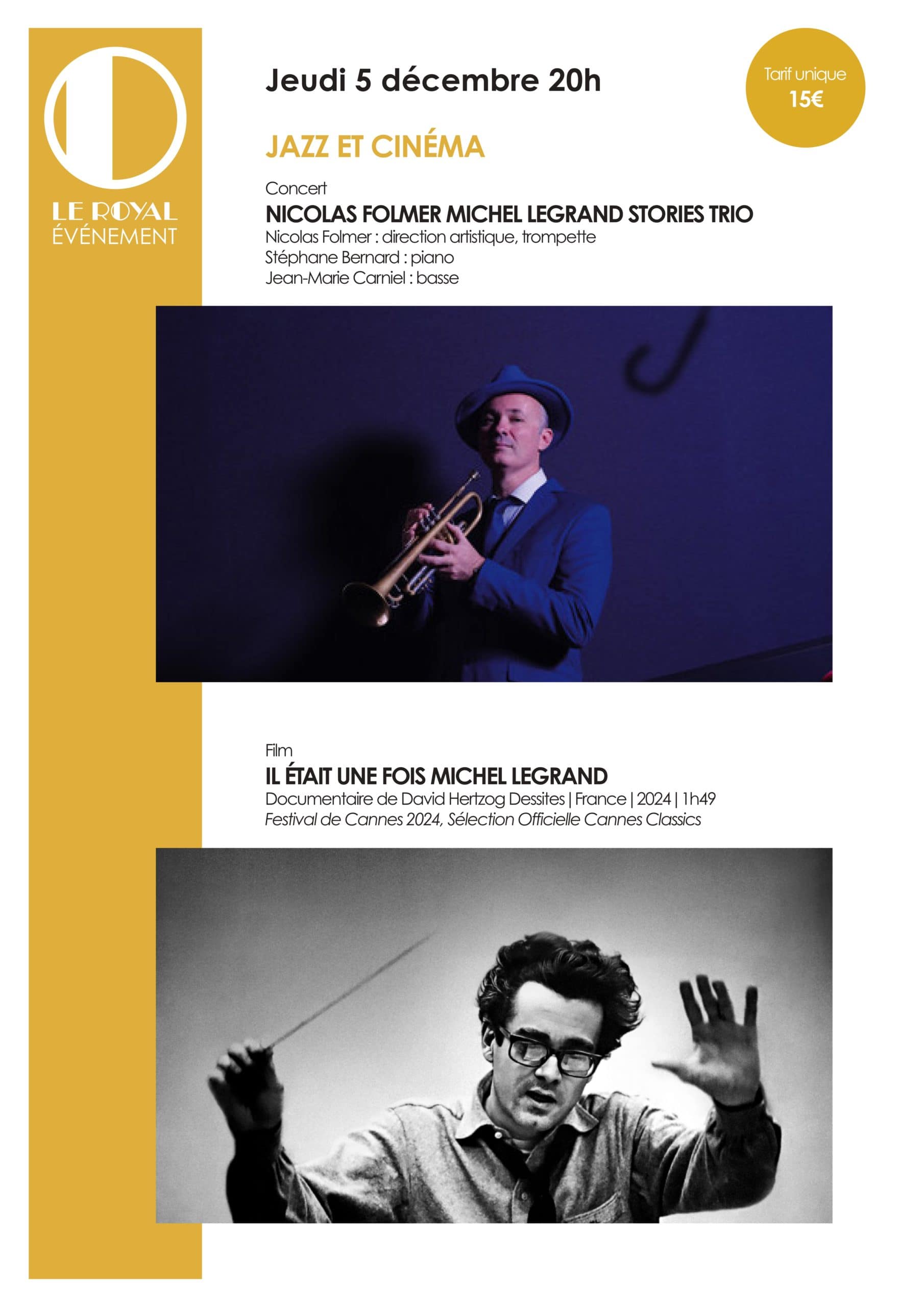 Affiche Concert & Cinéma Royal Toulon Concert Folmer Legrand et Cinéma Le Royal Toulon jeudi 5 décembre 2024